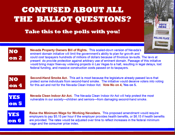 A Sample Ballot Initiative piece from PLAN Nevada