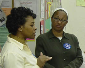 Members of Community Voices Heard at a meeting before the 2004 election.