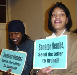 Members of Community Voices Heard attend an accountability session in Albany, NY